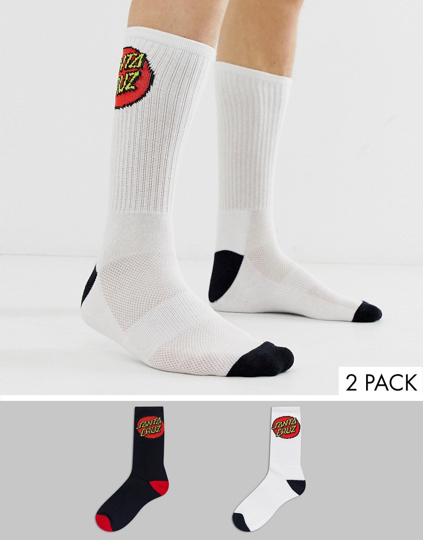 Santa Cruz Classic Dot 2 pack sock in white / black