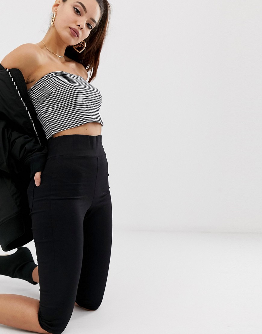 ASOS DESIGN pull on cropped jegging in clean black with wide waistband detail