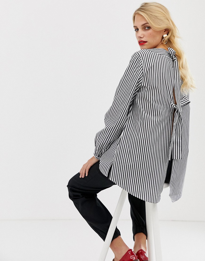 French Connection Sardinia stripe tie back blouse