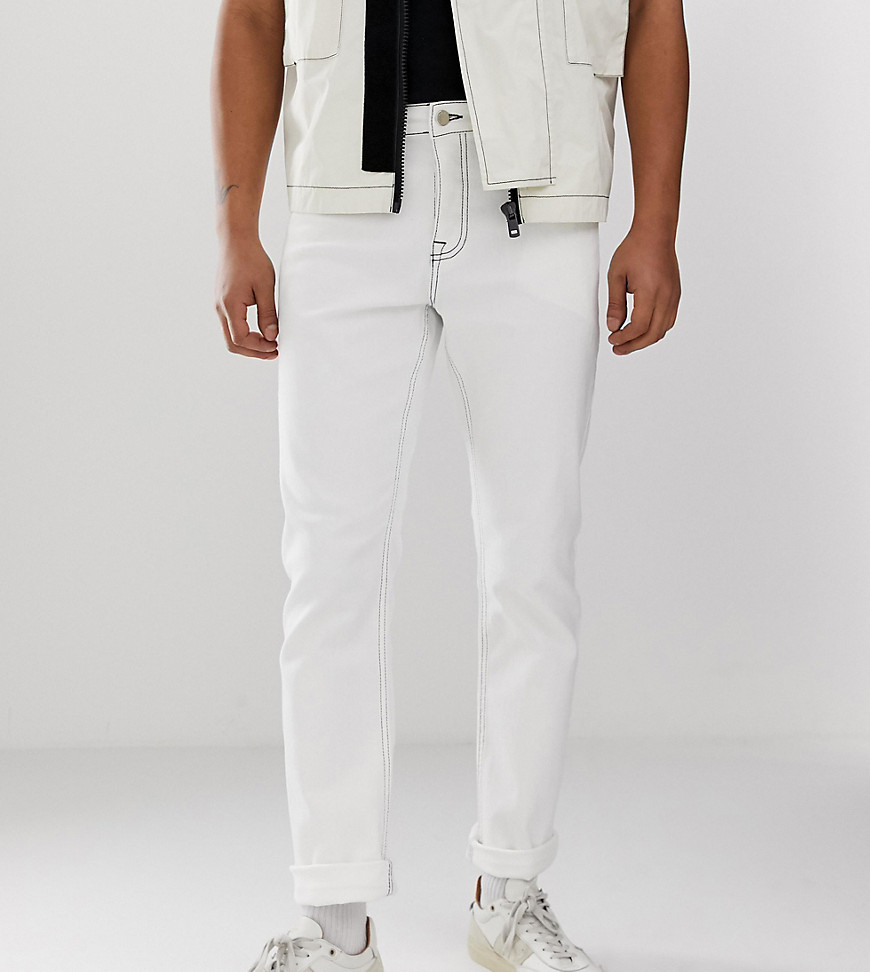Noak straight leg jeans in white with contrast stitch