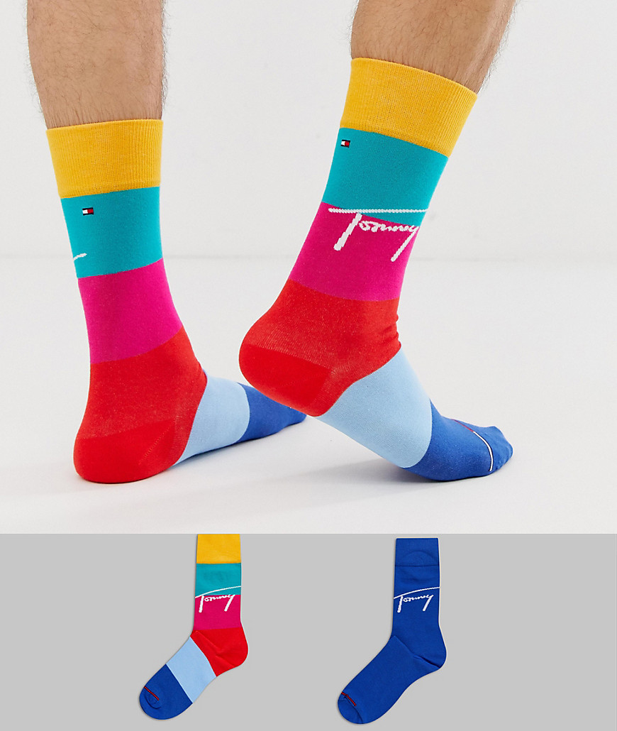 Tommy Jeans 2 pack colour block crew socks