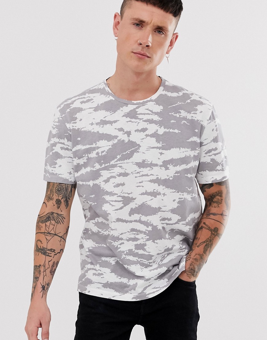 Allsaints T-shirt With Camo Print-white
