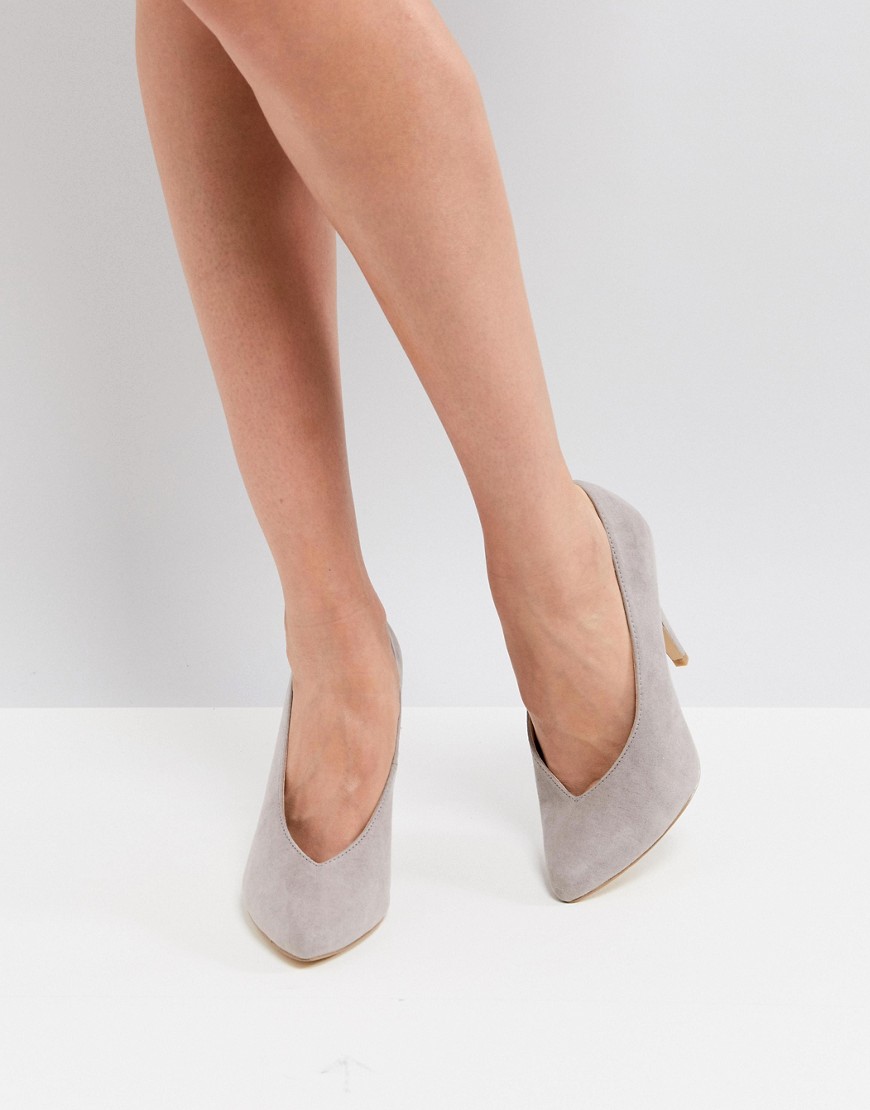 New Look High Vamp Pointed Court Shoe - Grey