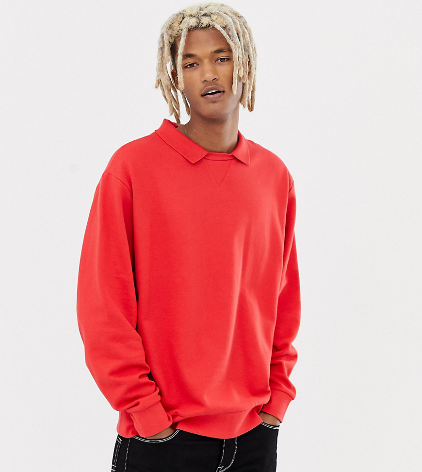 COLLUSION collared sweatshirt in red