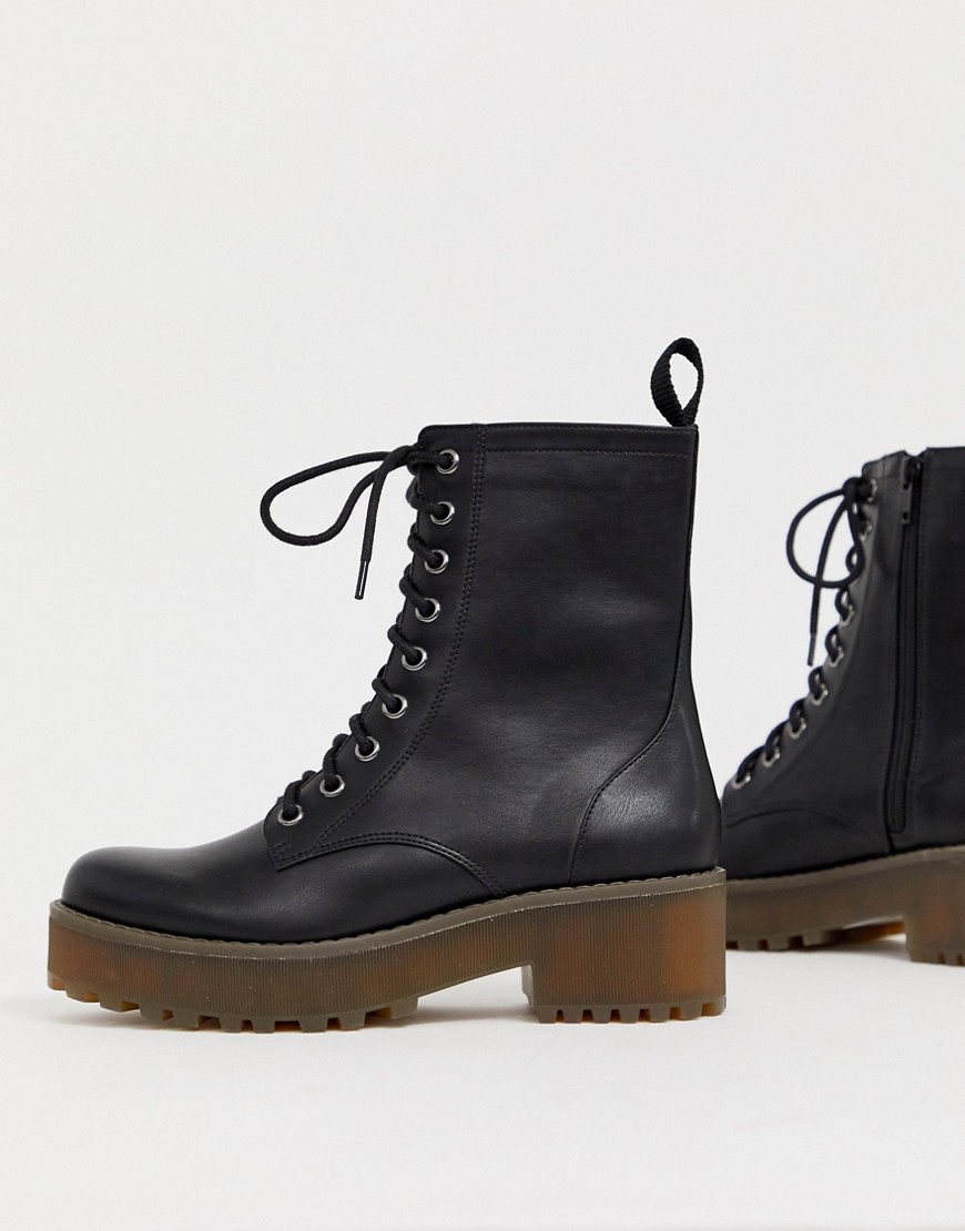 Monki Lace up Boots in Black