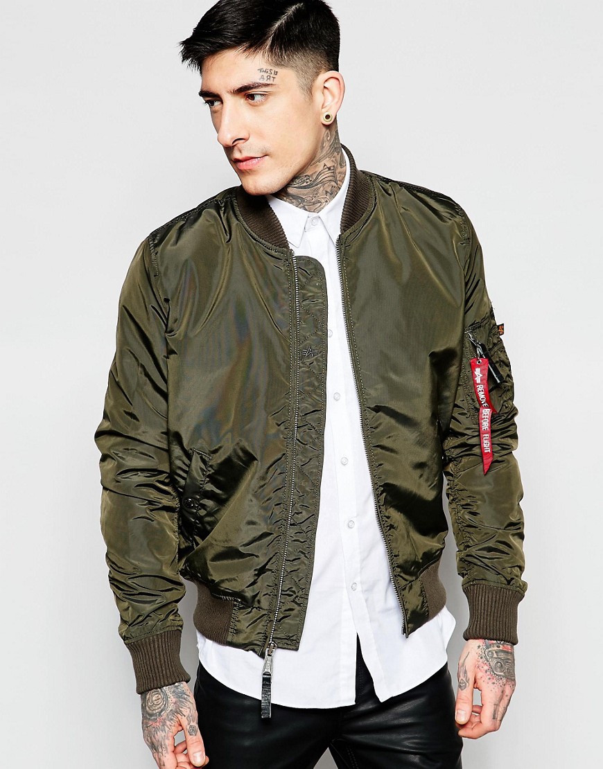 Alpha Industries | Alpha Industries MA1 Bomber Jacket Slim Fit in Green ...