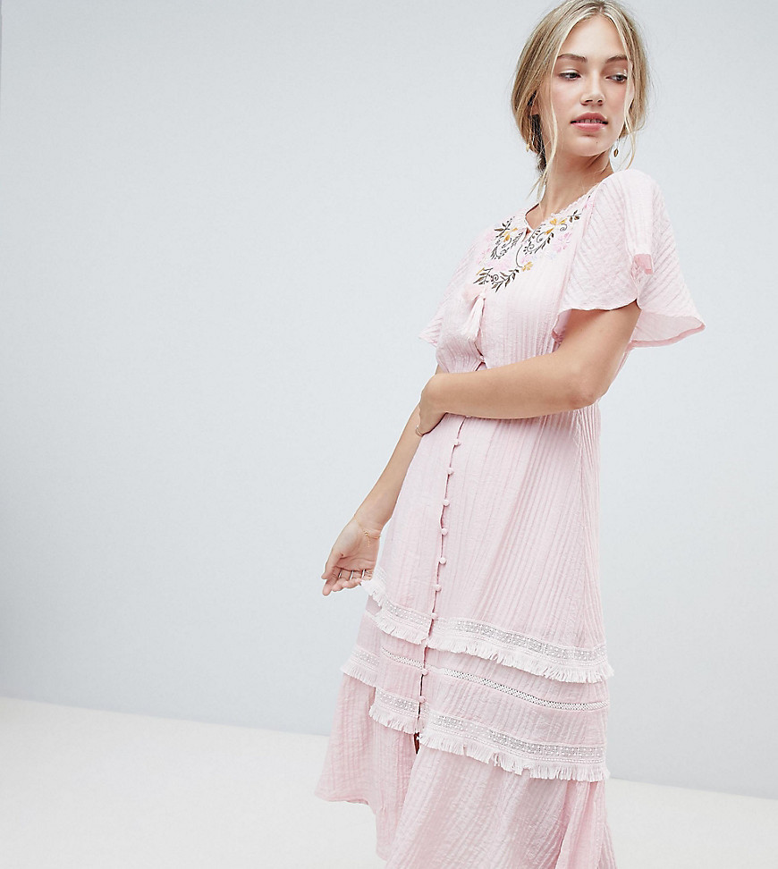 Stevie May Exclusive Agathe embroidered midi dress - Blush