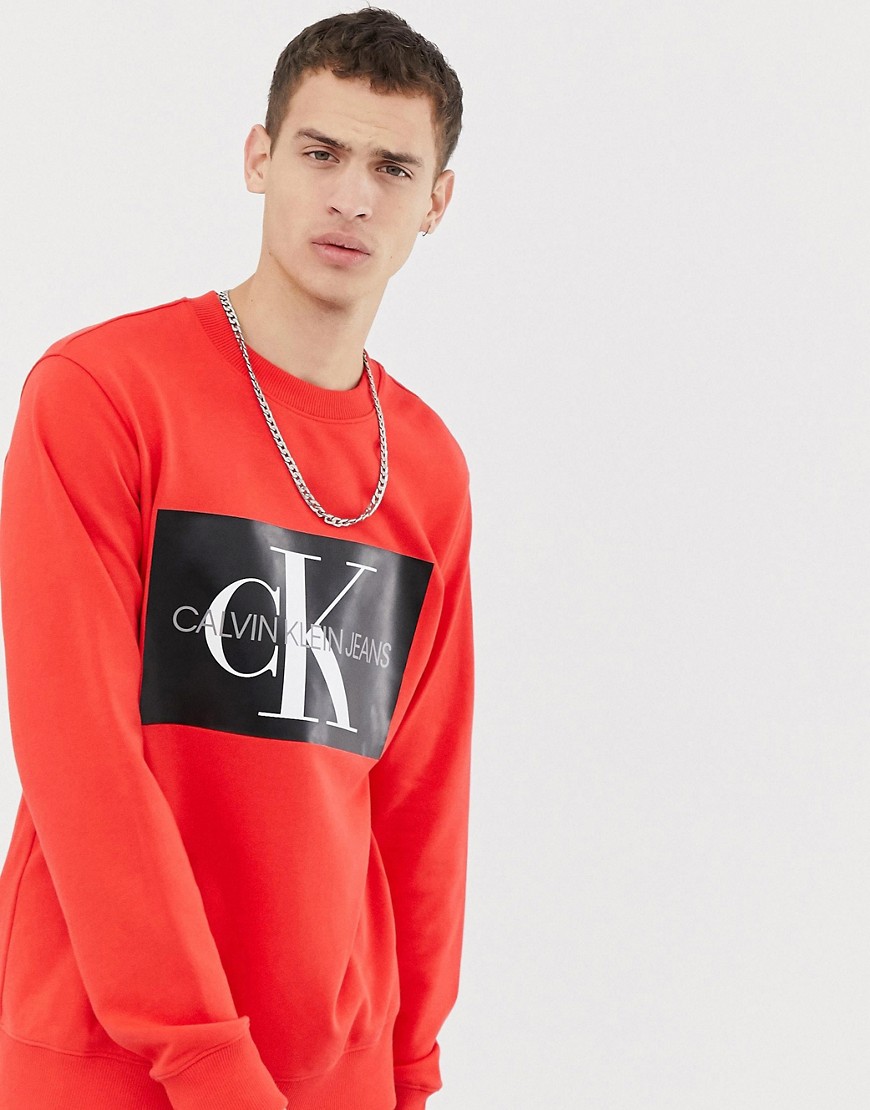 Calvin Klein Jeans monogram logo red sweat