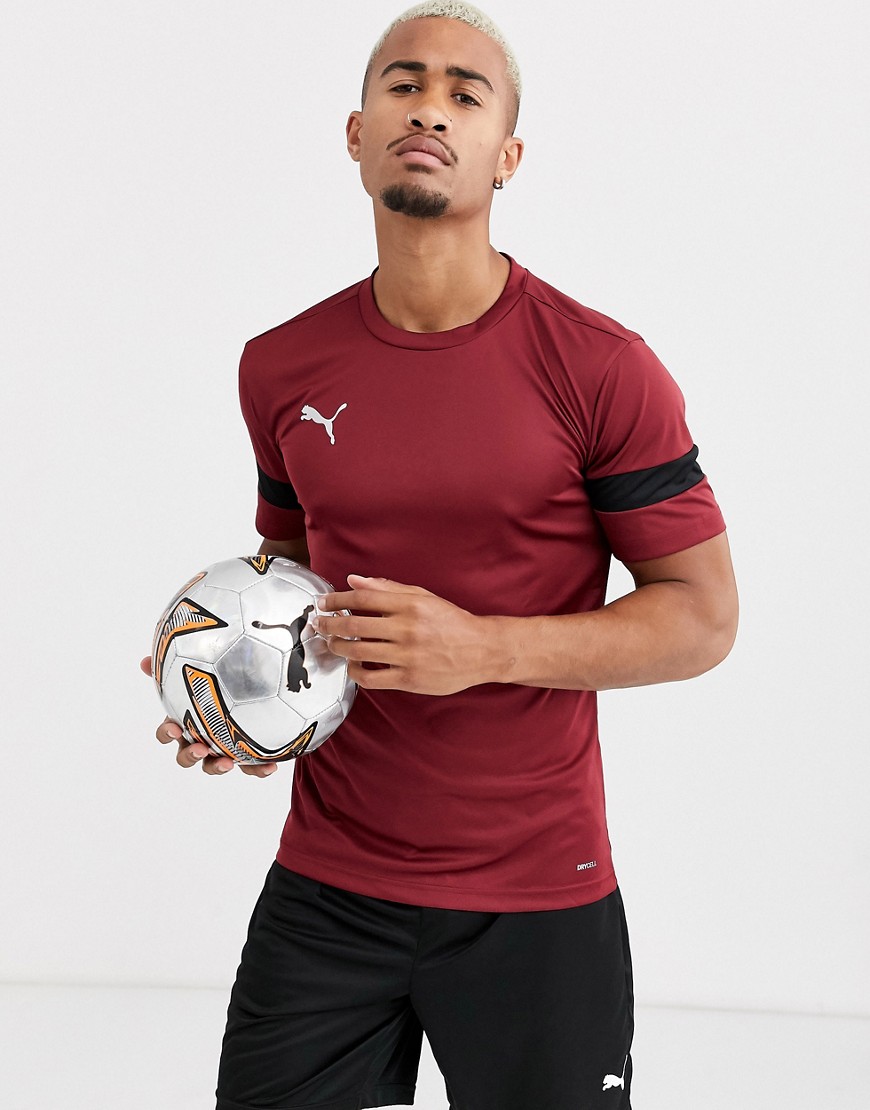 Puma Football short sleeve t-shirt in burgundy with black panels exclusive to ASOS