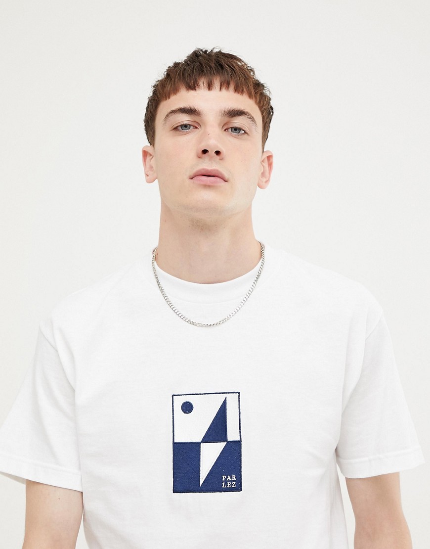 Parlez T-Shirt With Embroidered Abstract Sheet Logo In White - White