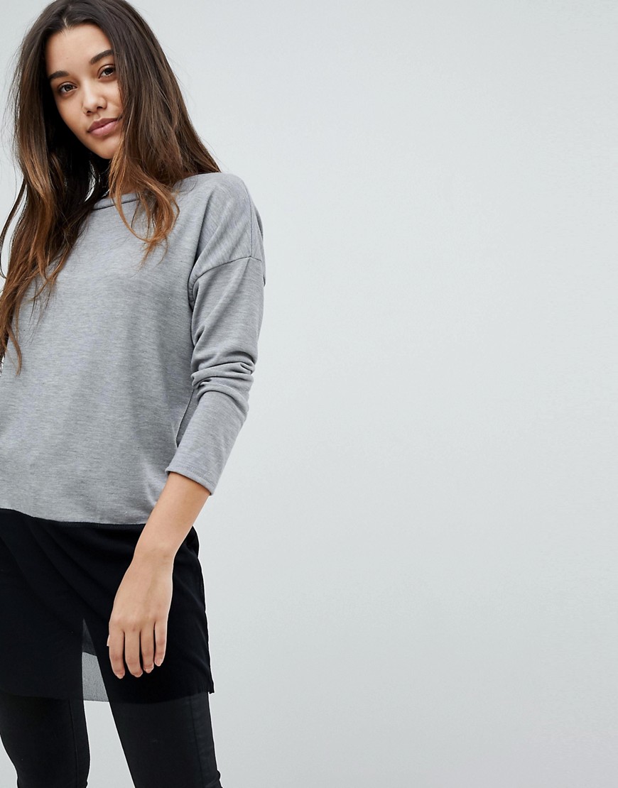 Wal G Knit Top with Mesh Trim