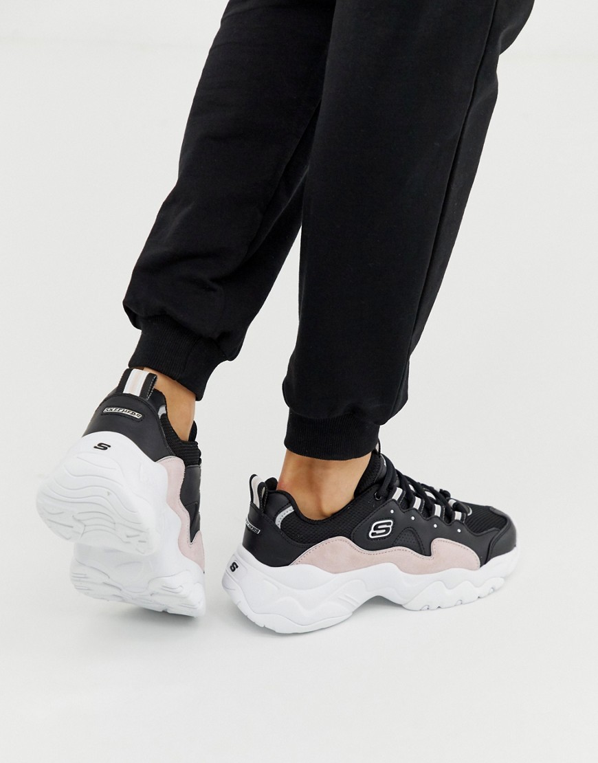 Skechers D'Lites 3.0 Zenway chunky trainer in black and pink