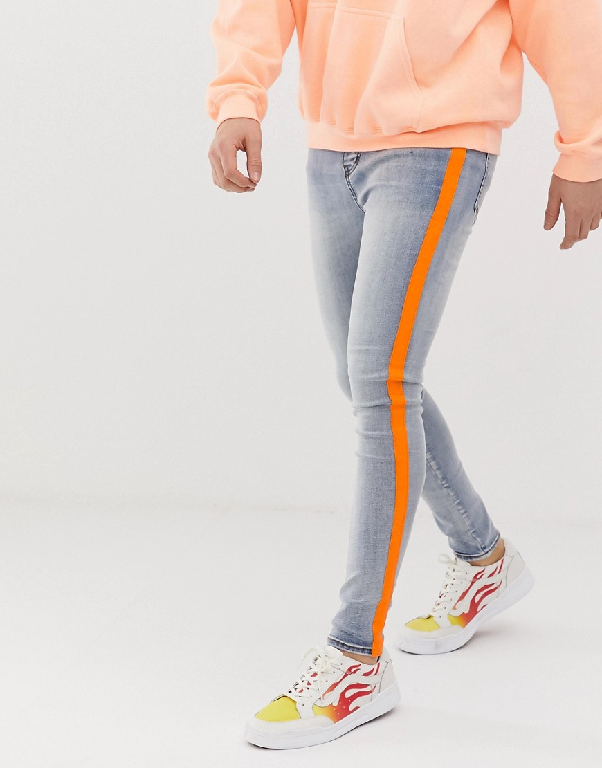 Sixth June super skinny jeans with neon orange taping