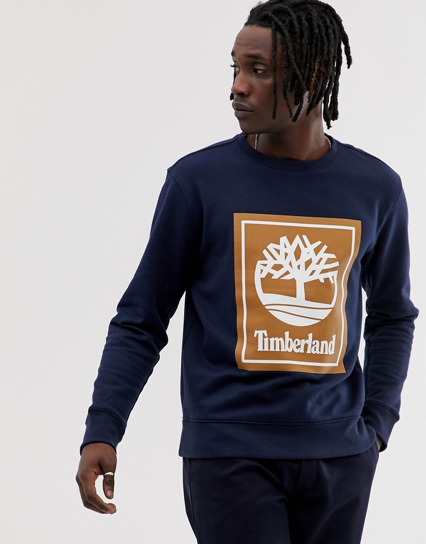 Timberland crew neck sweatshirt with print in navy