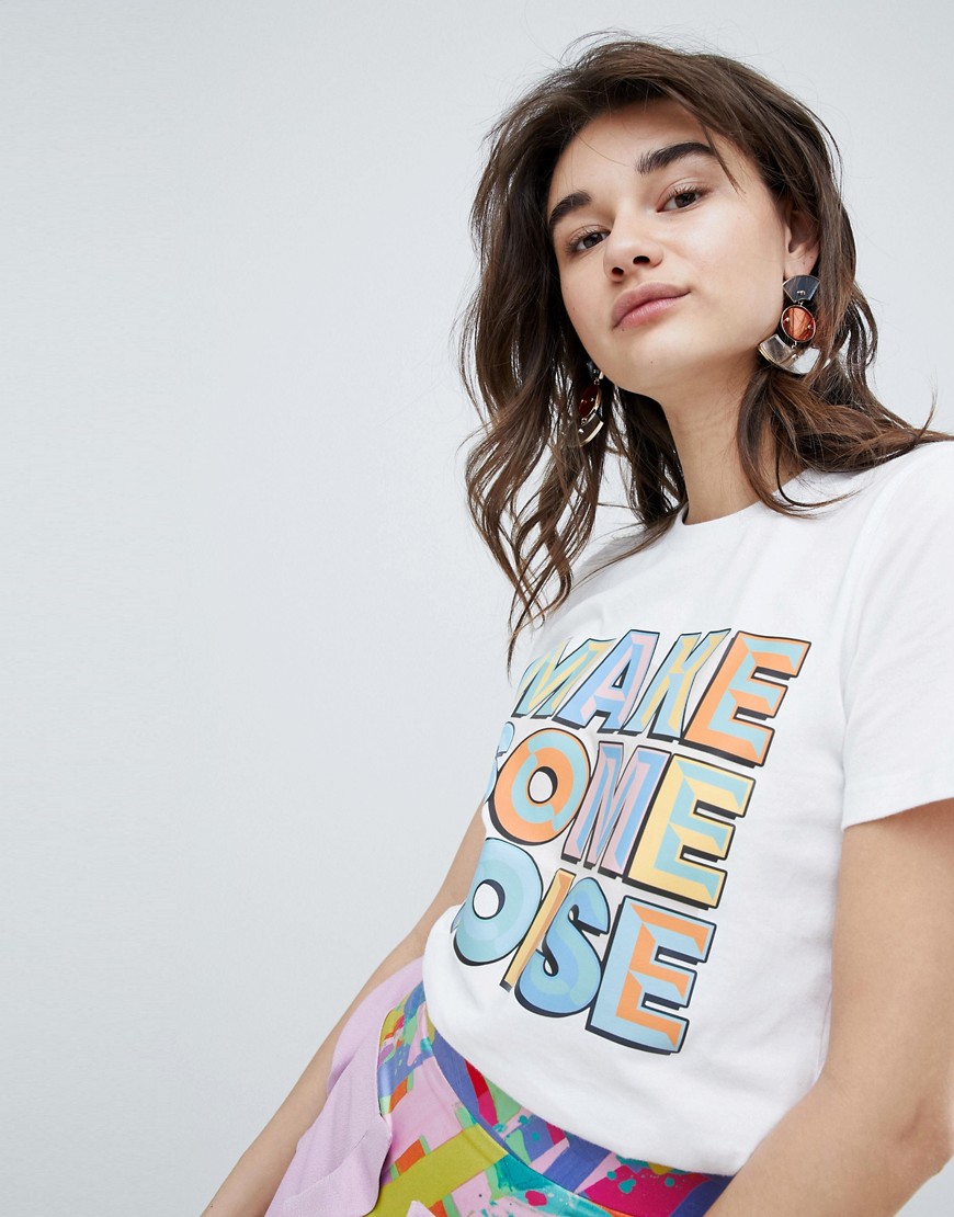 House Of Holland 'Make Some Noise' Slogan T-Shirt - White