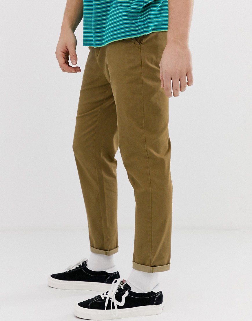 ASOS DESIGN tapered chinos in washed brown