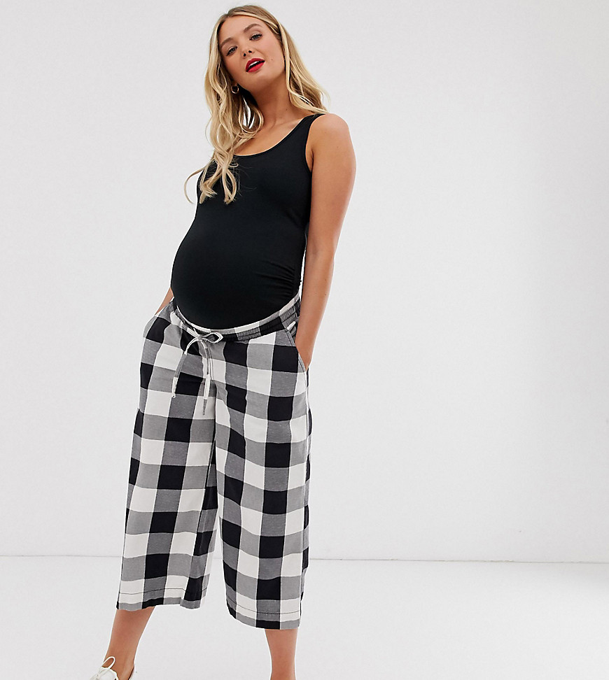 ASOS DESIGN Maternity pull on large scale gingham trouser with under bump waistband
