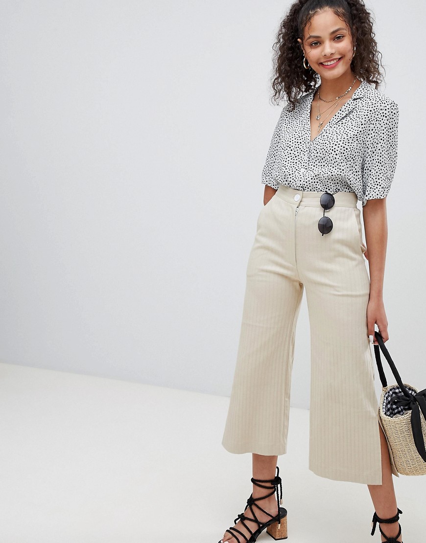 Nobody's Child twill cropped wide leg trousers