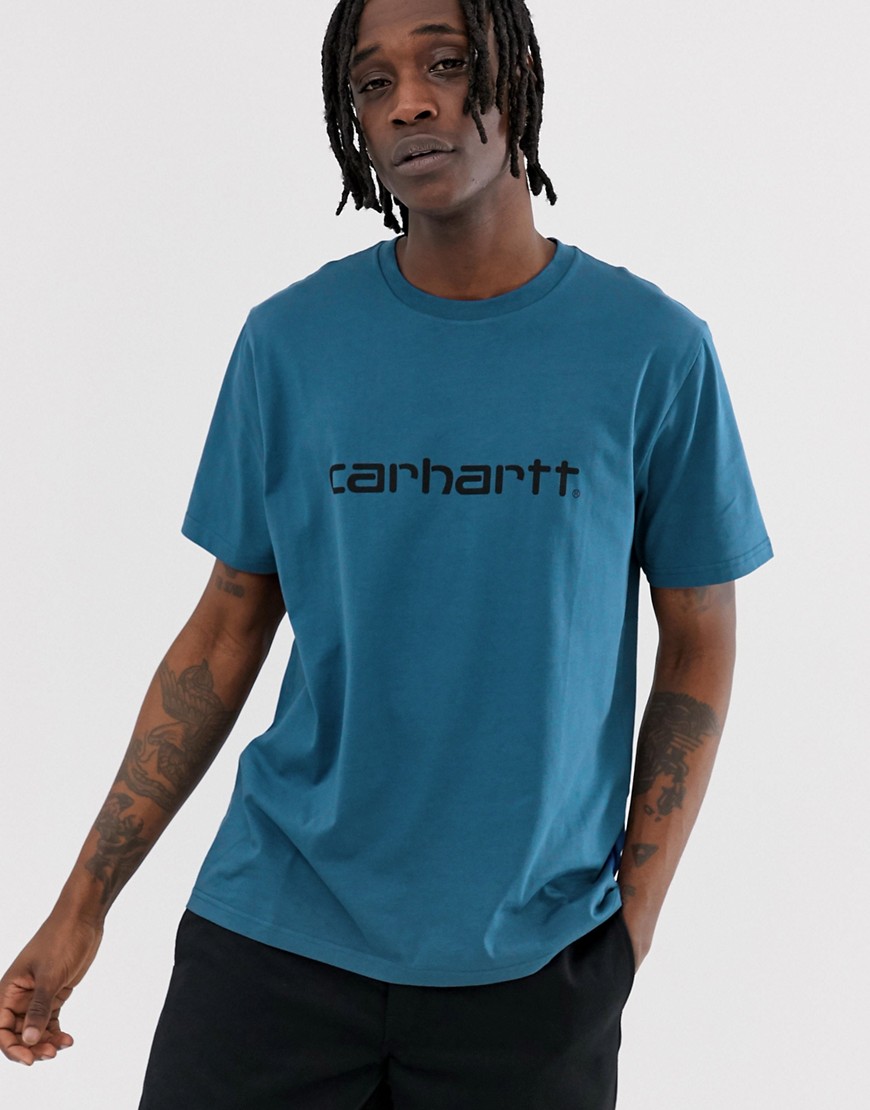 Carhartt WIP Script t-shirt in prussian blue
