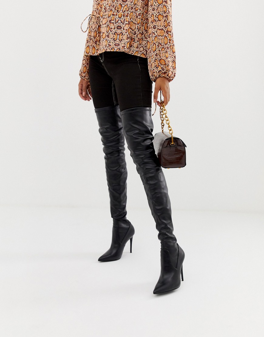 Steve Madden Dominique black stretch over the knee heeled boots