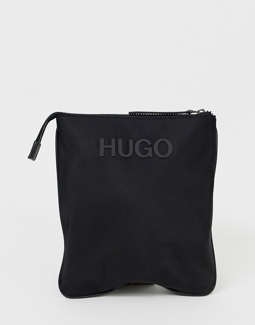 HUGO Record logo flight bag in black