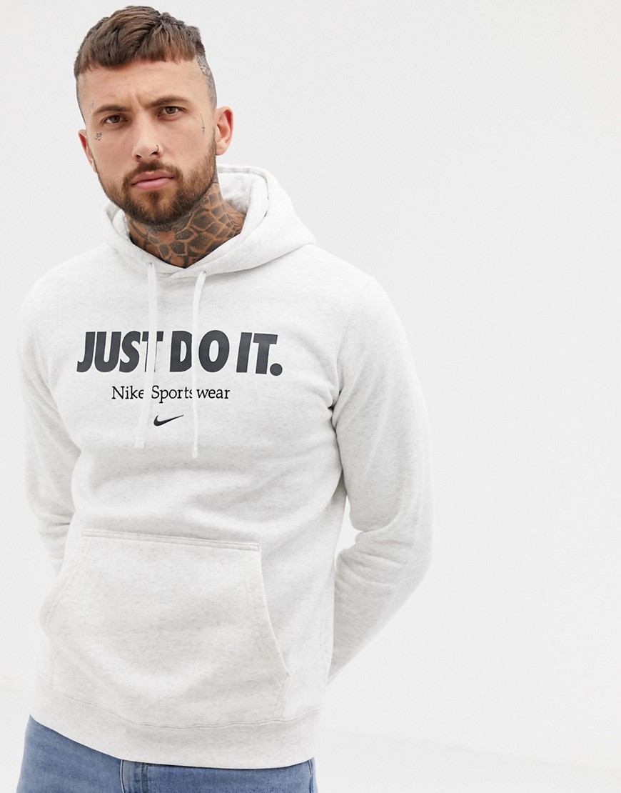 Nike Embroidered Logo Hoodie In Grey AQ7137-051