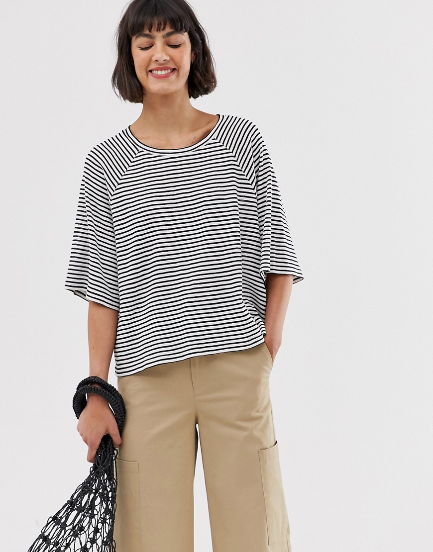 Weekday t-shirt in black and white stripes