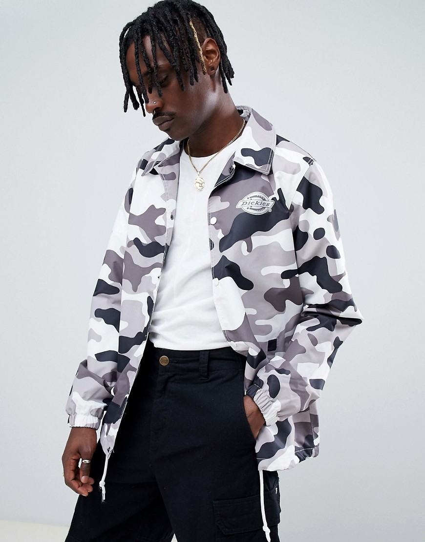 Dickies Summerfield Camo Coach Jacket With Reflective Back print - White