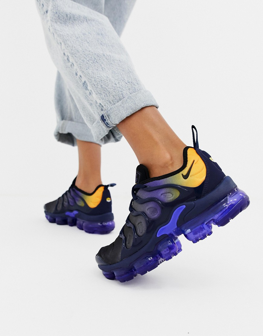 Nike Blue And Yellow Air Vapormax Plus Trainers - Midnight navy