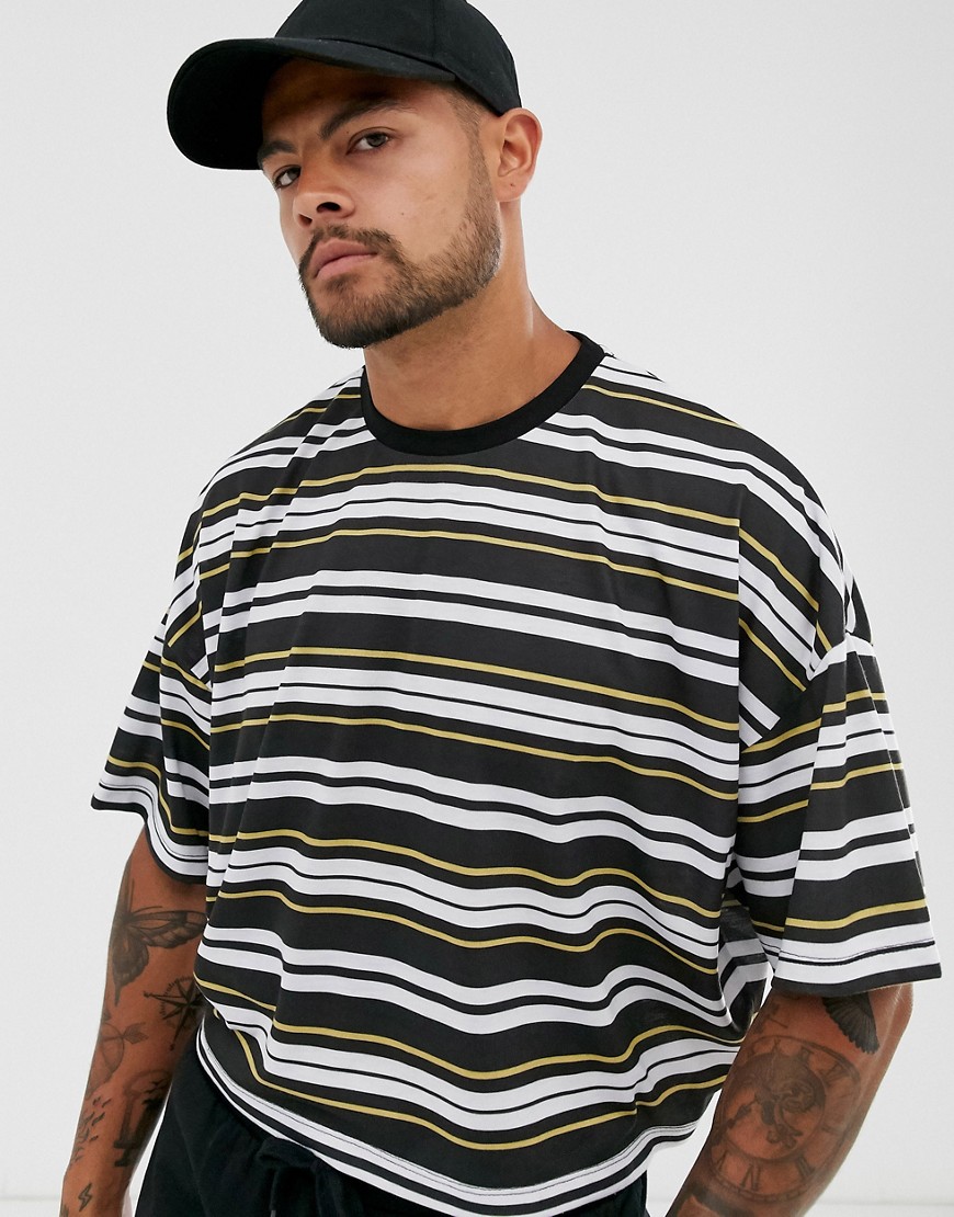 ASOS DESIGN oversized cropped t-shirt with retro stripe