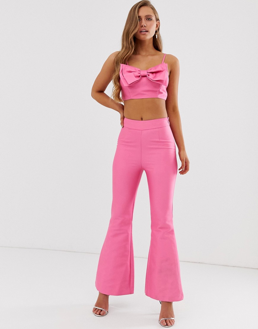 Collective The Label flared trouser coord in pop pink