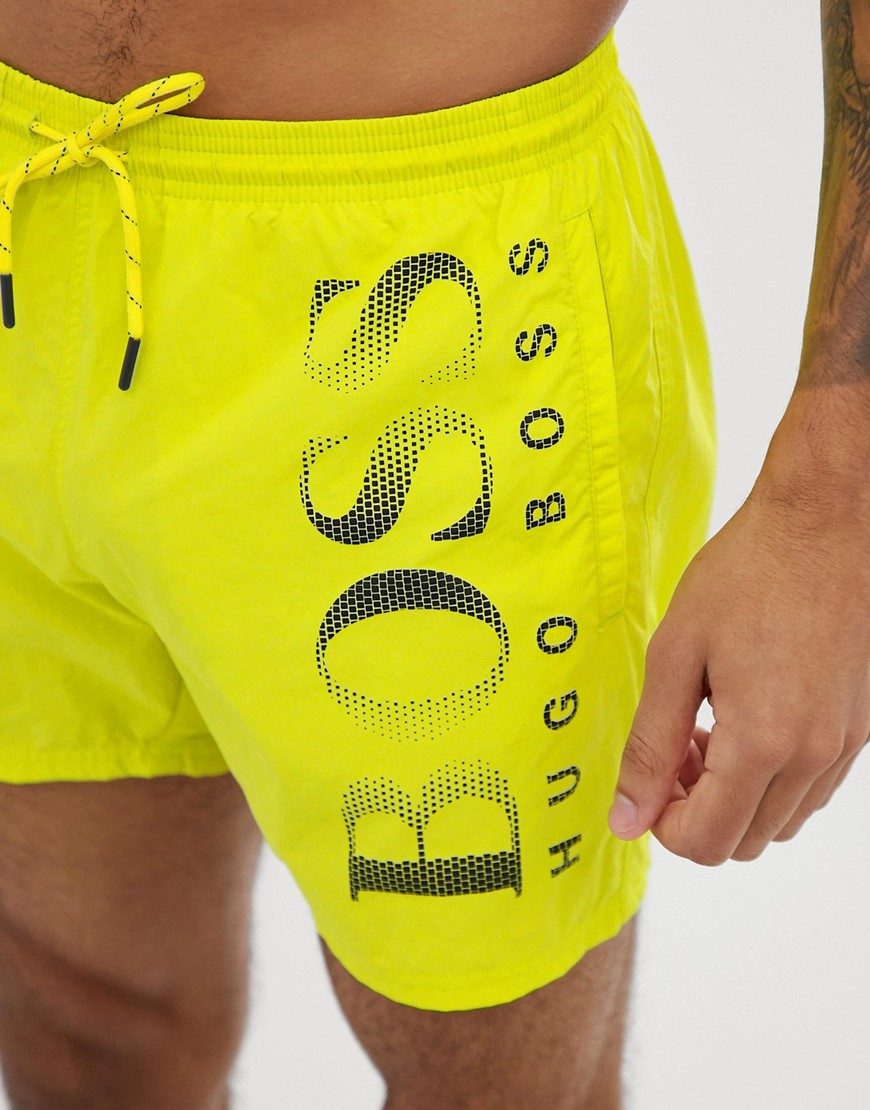 BOSS Octopus logo swim shorts in neon yellow