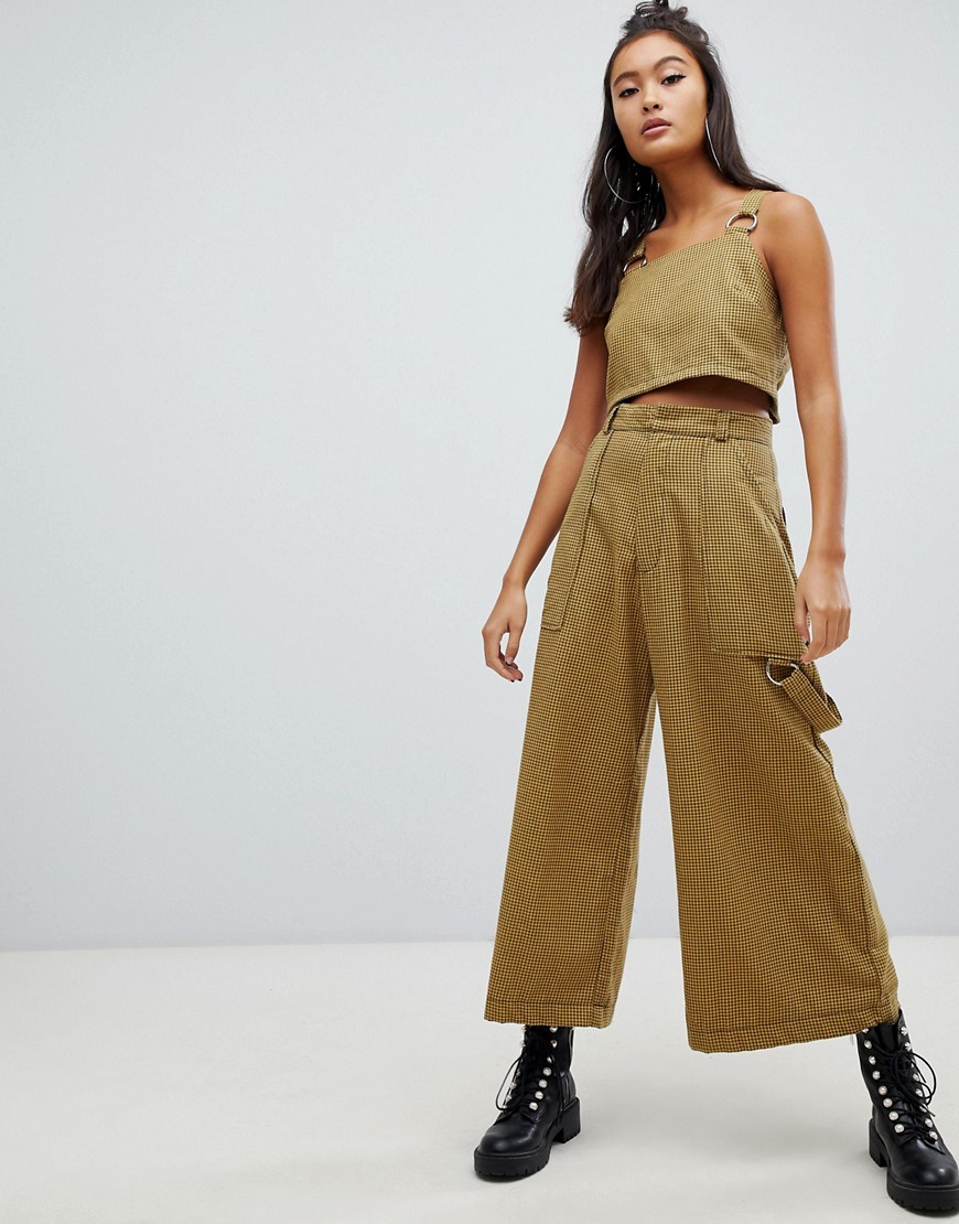 The Ragged Priest cropped wide leg trousers in gingham co-ord