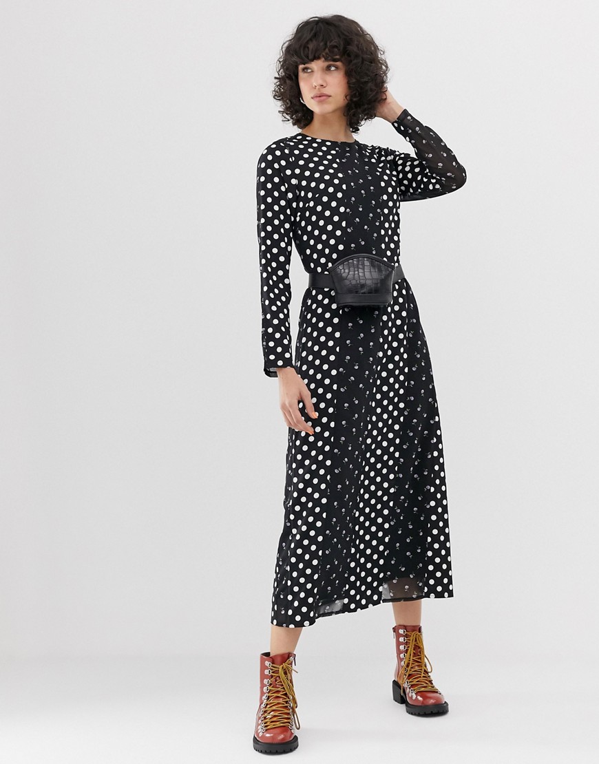 Lost Ink midaxi column dress in mixed print