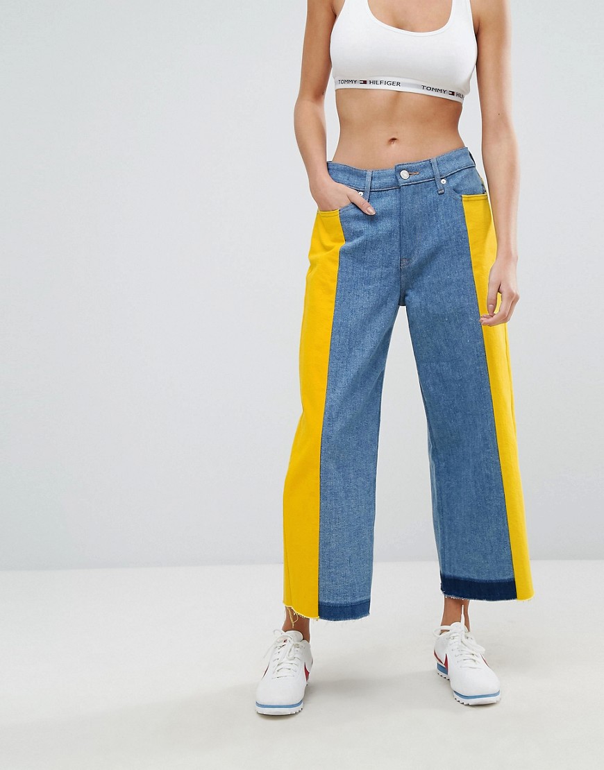 Tommy Jeans Annie Mid Rise Culotte With Color Taping - Blue