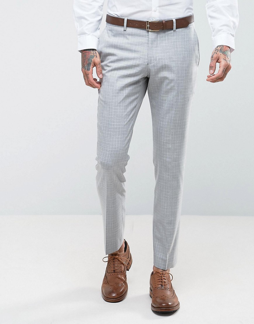 Selected Homme Skinny Wedding Suit Trousers In Cross Hatch - Light grey melange