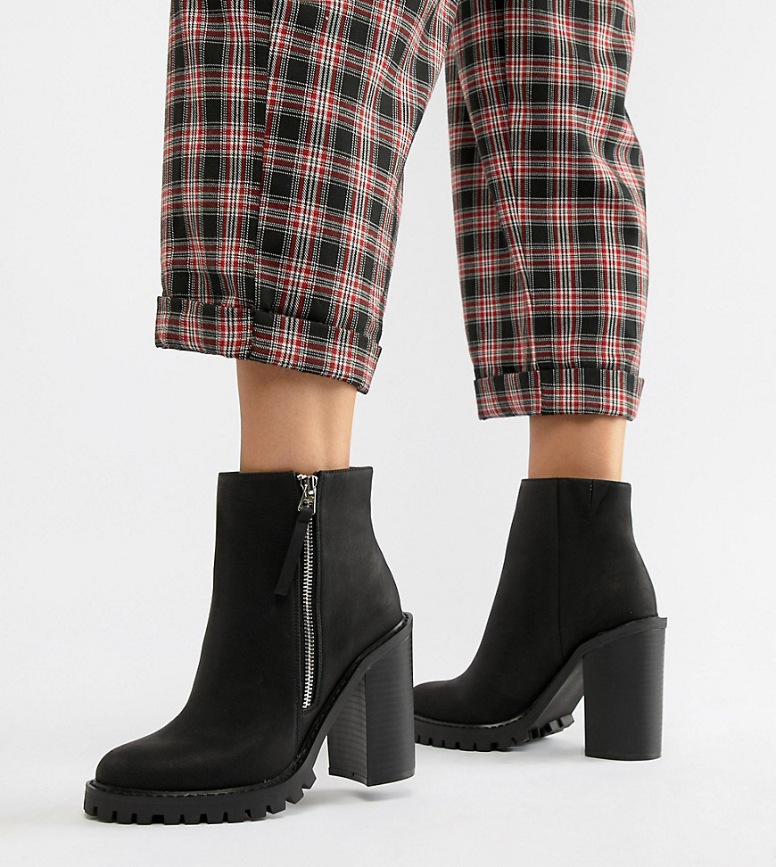 Asos Design Wide Fit Brody Chunky Zip Boots-black