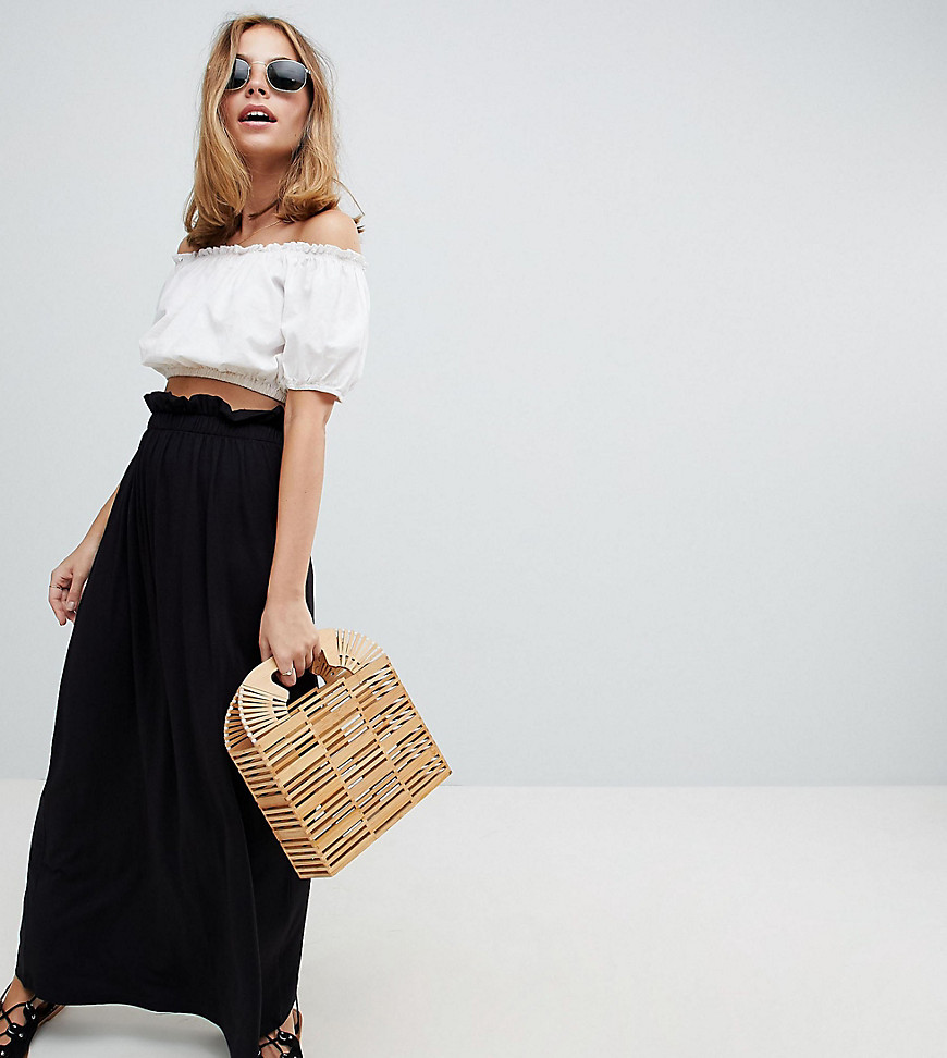 ASOS DESIGN Petite maxi skirt with paperbag waist