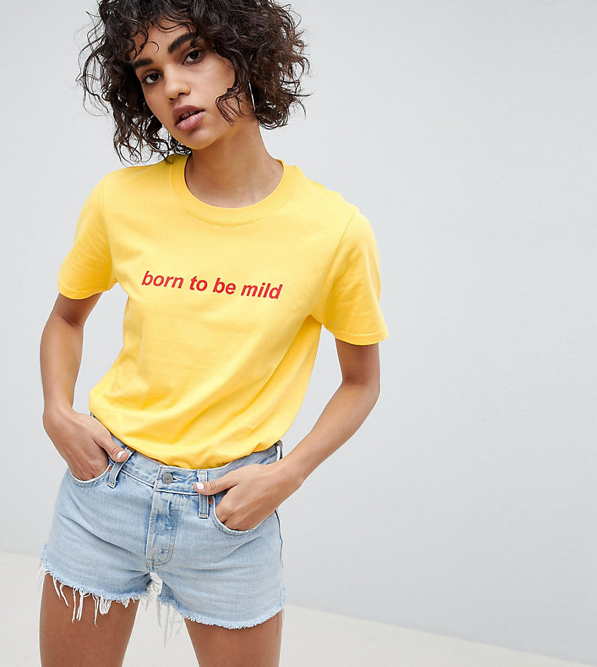 Adolescent Clothing t-shirt with born to be mild slogan - Warm yellow