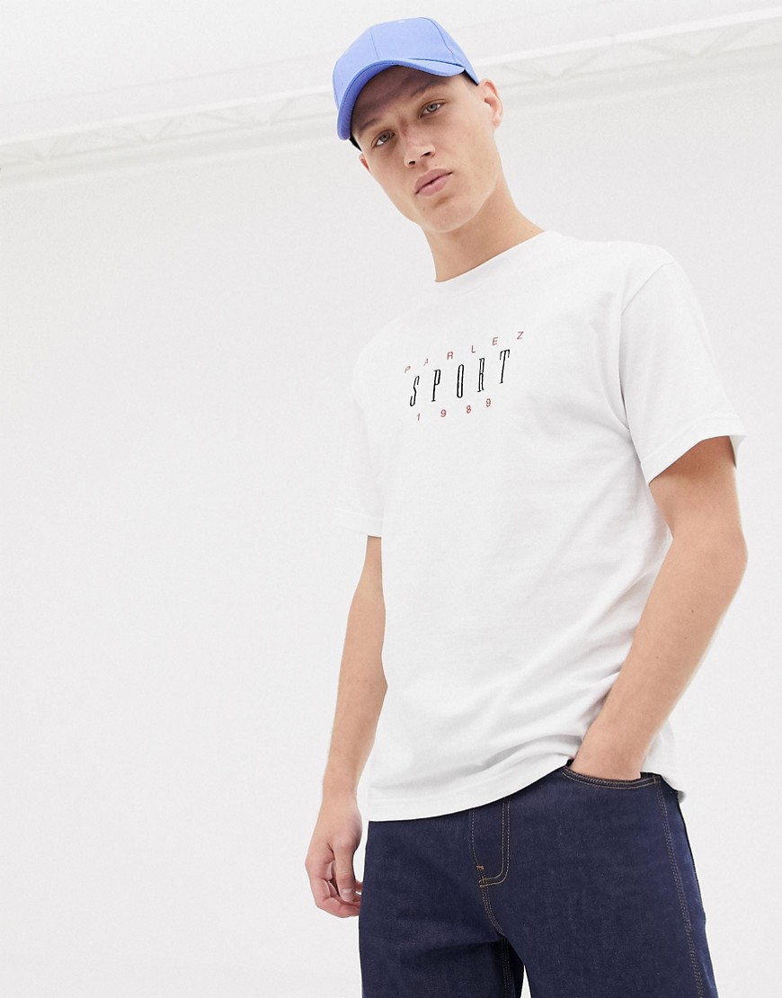 Parlez Fower t-shirt with embroidered chest logo in white