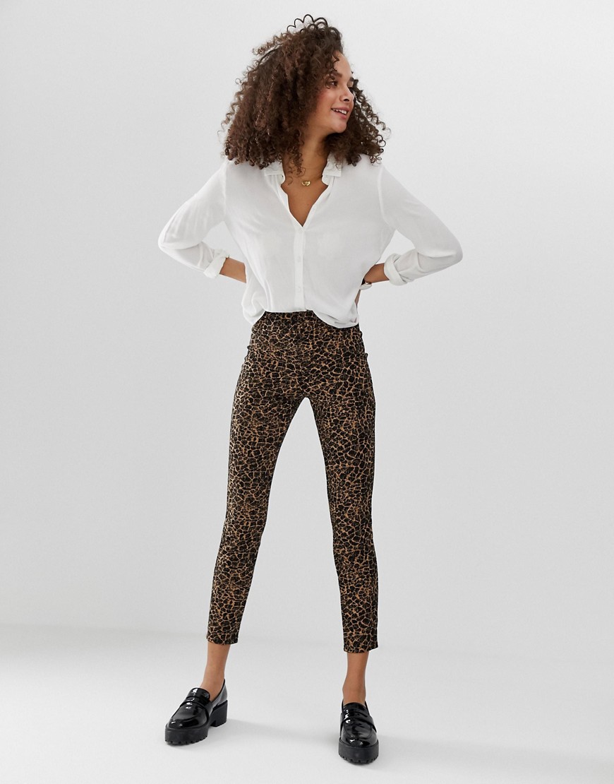 ASOS DESIGN leopard jacquard pull on skinny trousers