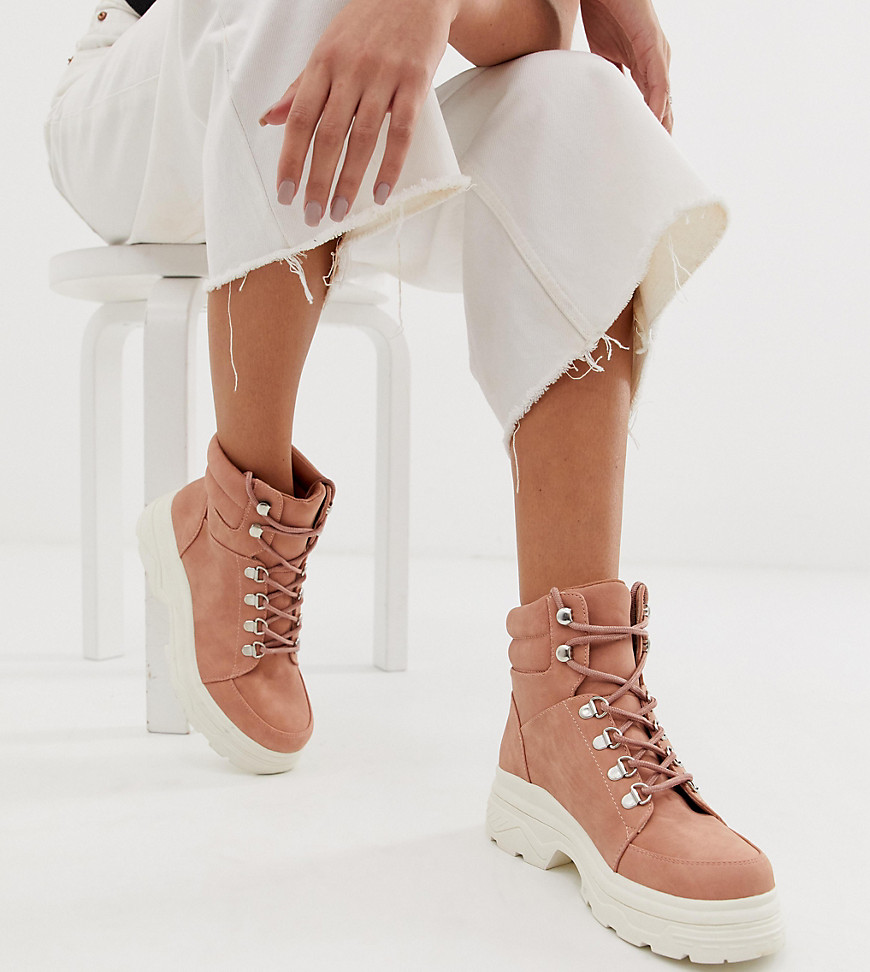 New Look chunky flat boots in nude