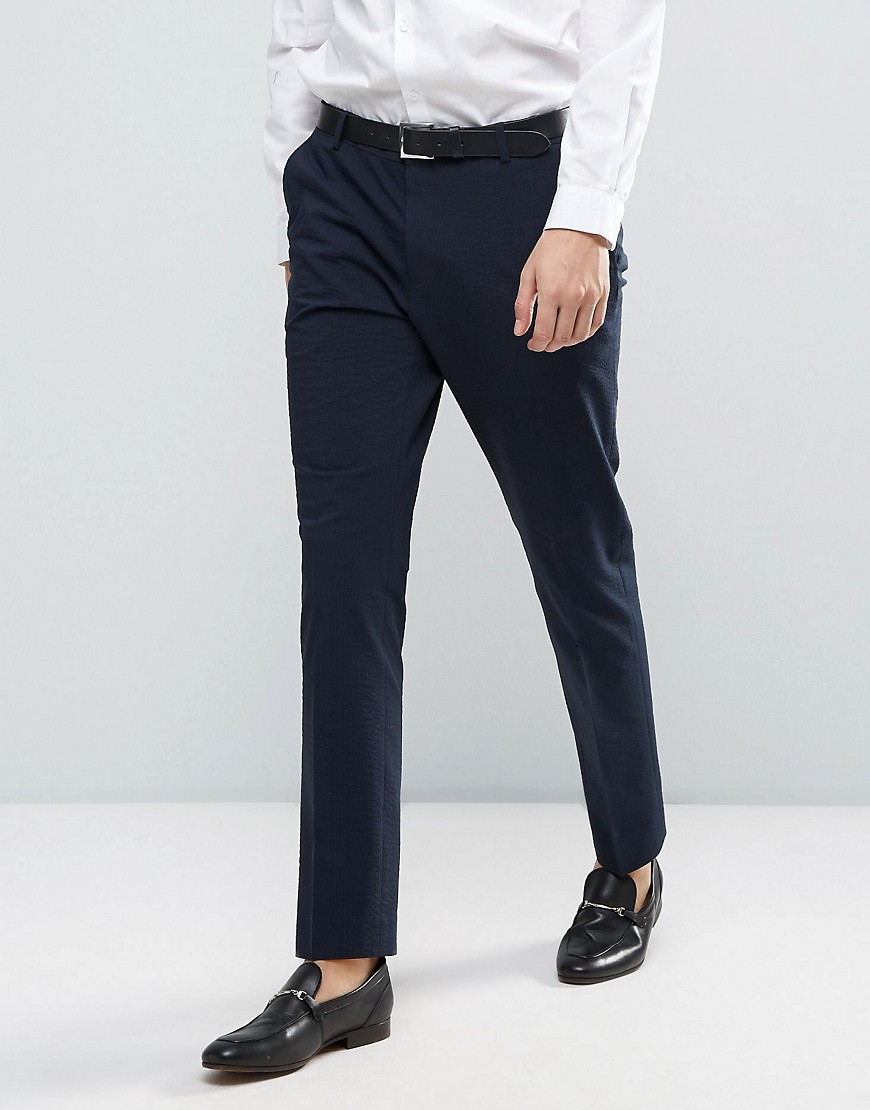 Selected Homme Slim Seersucker Suit Trousers - Dark sappire