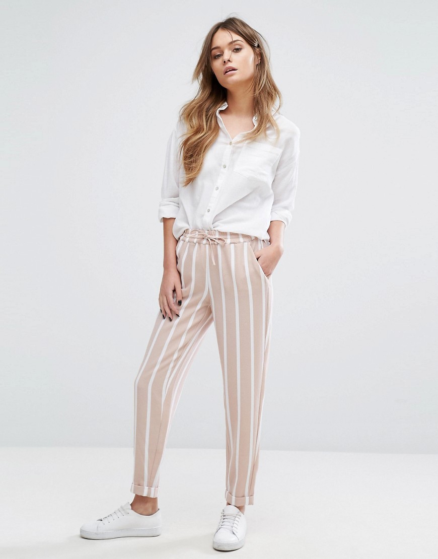 Only Striped Relaxed Tailored Trousers - Rose dust