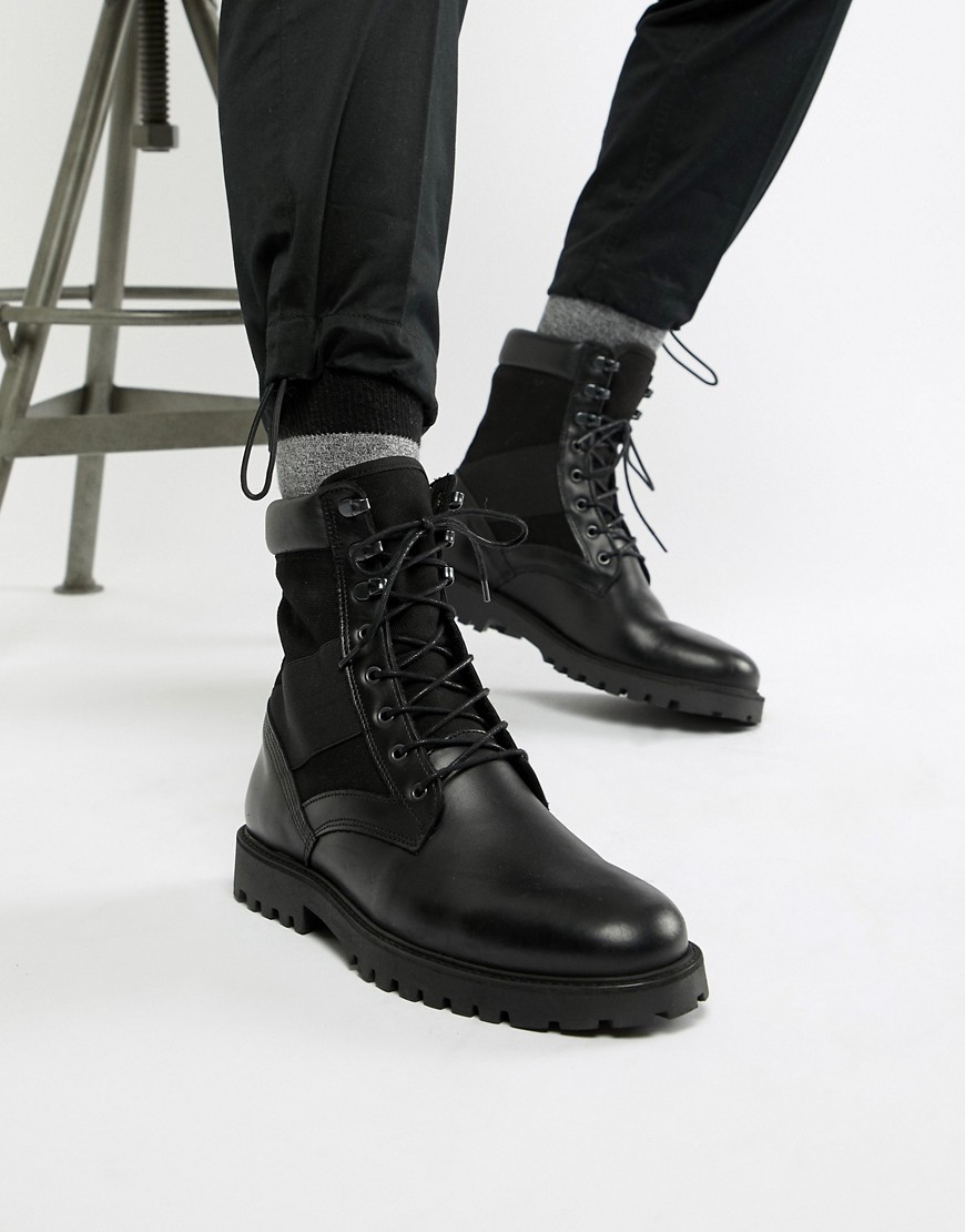 Zign military boots in black - Black