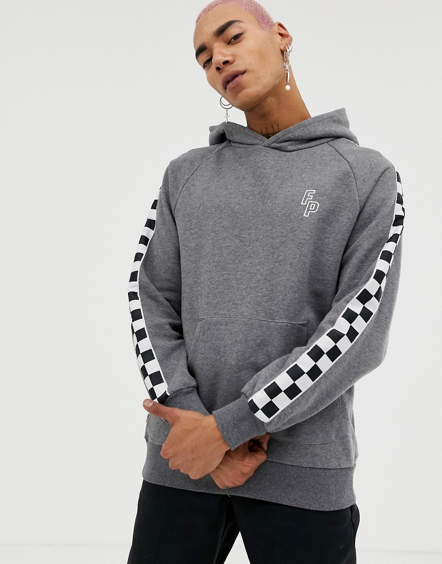 Fairplay Hoodie with Chequerboard Sleeve Taping in Grey