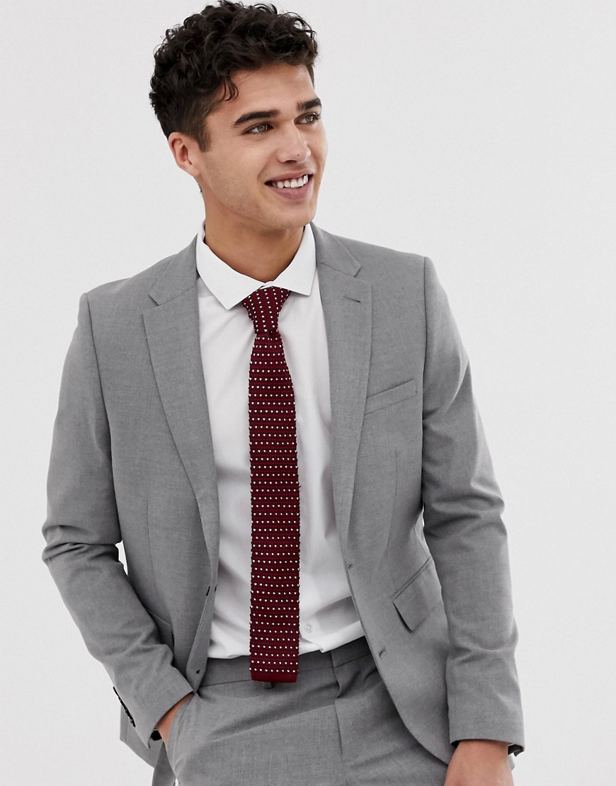 Burton Menswear skinny fit suit jacket in light grey