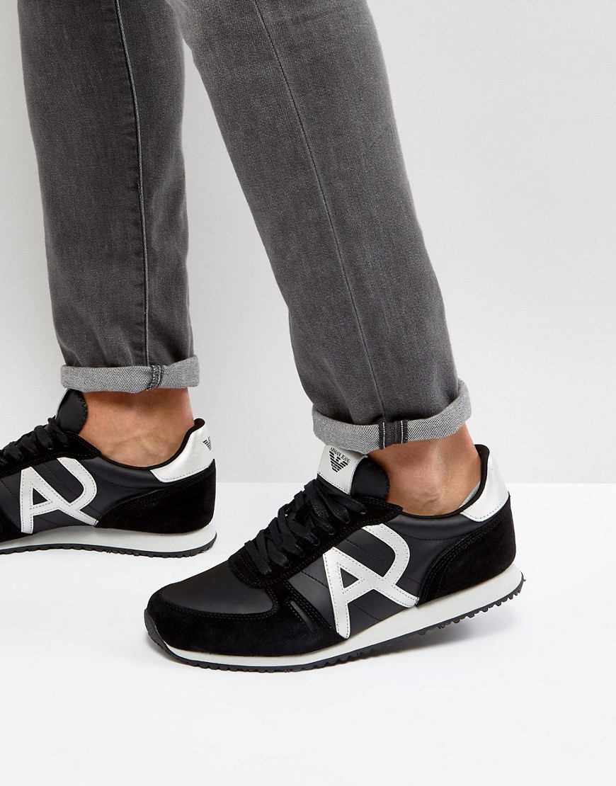Беговые кроссовки с логотипом Armani Jeans - Черный 