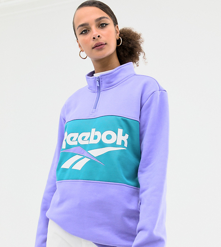 Reebok Classics purple vector logo half zip sweatshirt