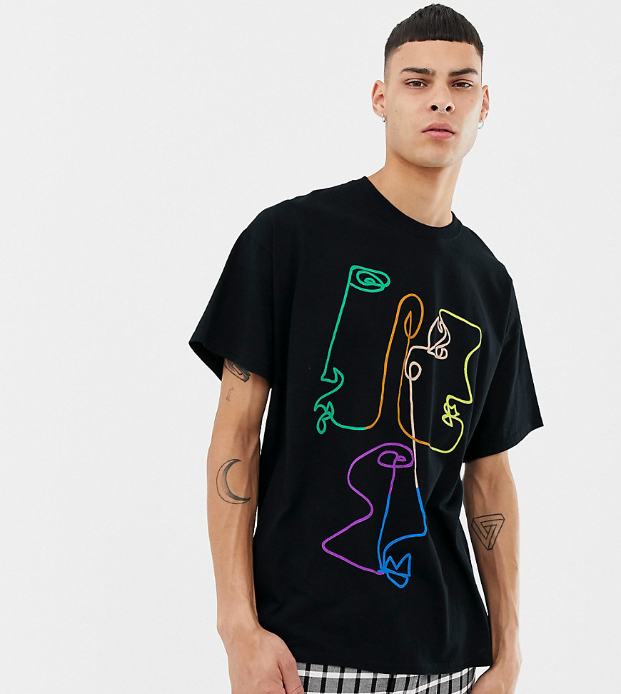 Reclaimed Vintage inspired oversized t-shirt with rainbow face print